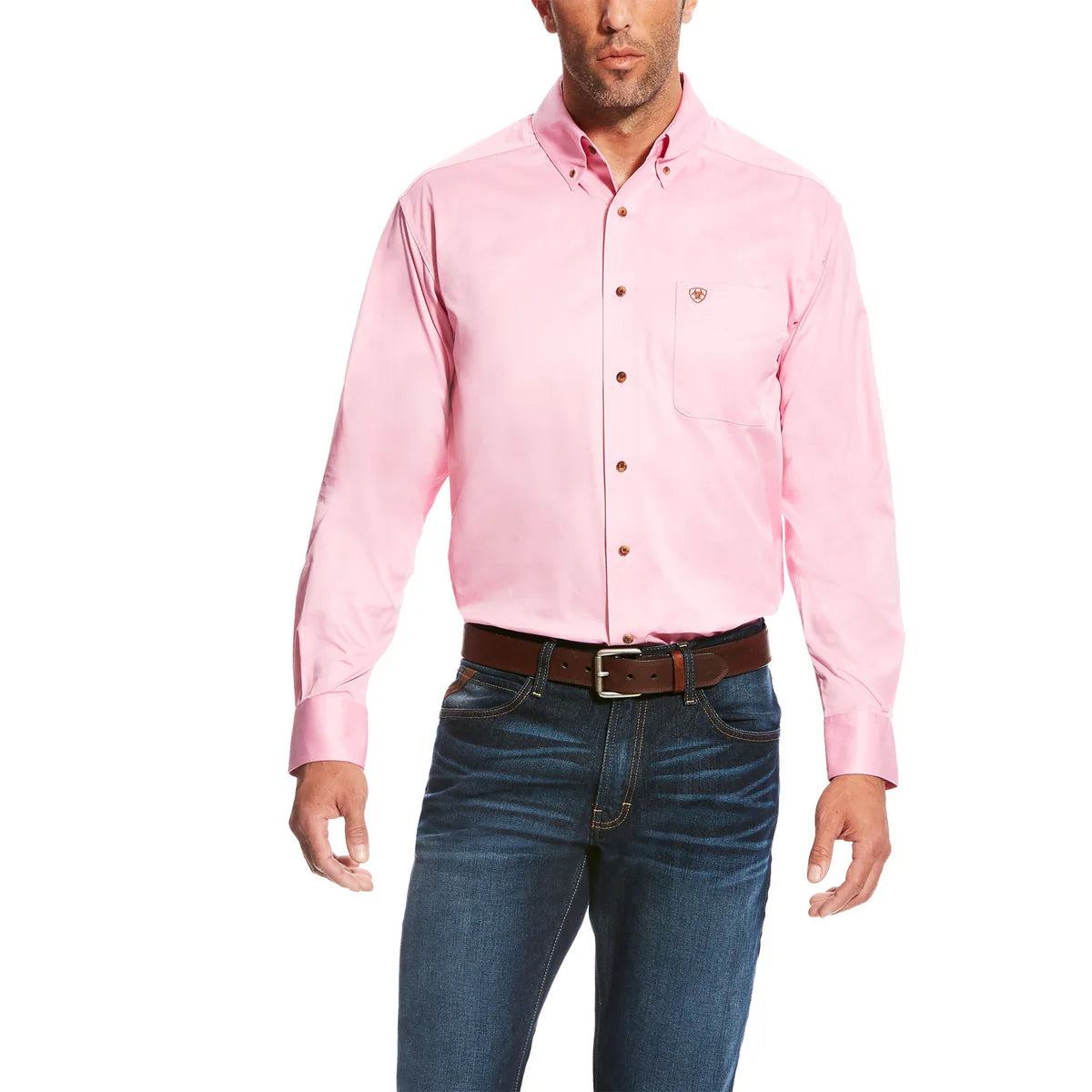 Ariat Mens Solid Twill Shirt LS Prism Pink