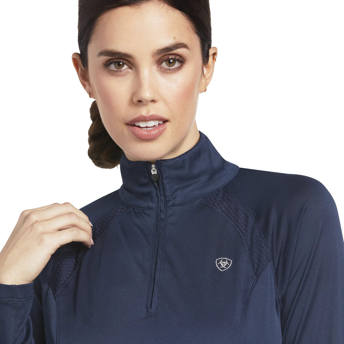 ARIAT SUNSTOPPER 2.0 1/4 ZIP NAVY DOT