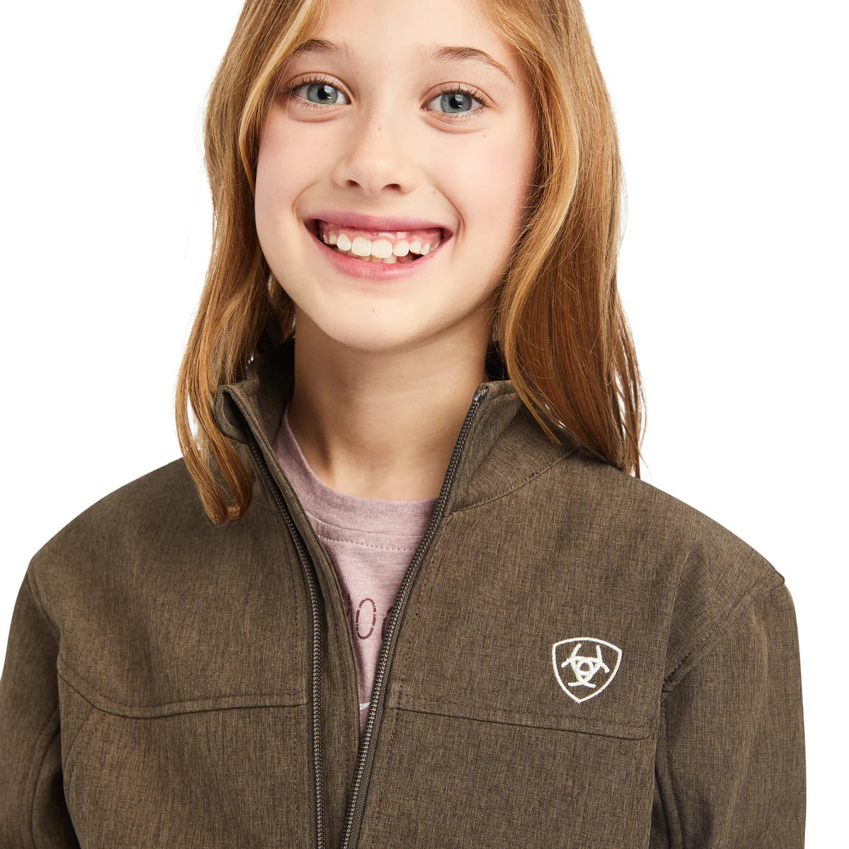 ARIAT YOUTH NEW TEAM SOFTSHELL JACKET BANYAN BARK HEATHER