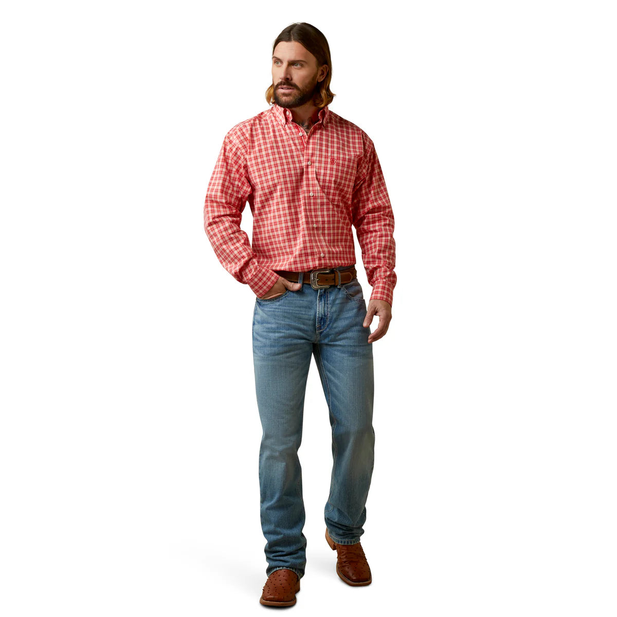 Ariat Mens Pro Series Oberon Classic LS Shirt Poppy Red