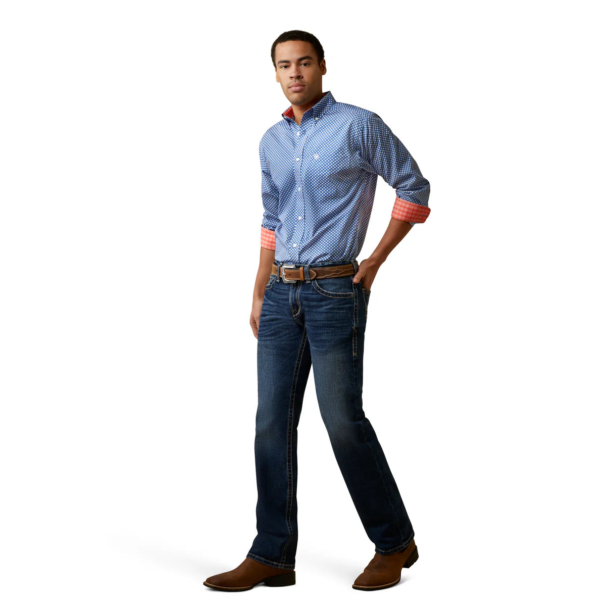 Ariat Mens WF Wren fitted LS Bright Cobalt