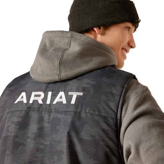 ARIAT MENS TEAM LOGO INSULATED VEST EBONY CAMO