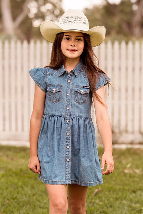 WRANGLER GIRLS POPPY SS DRESS - CHAMBRAY