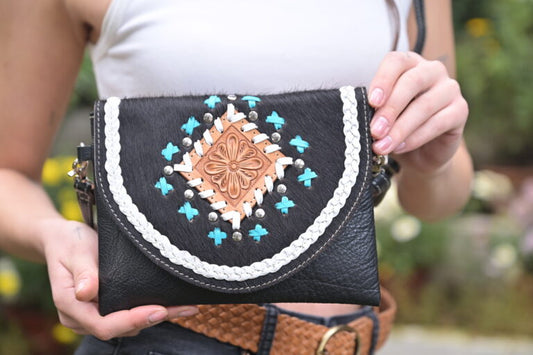 Small Boho Bag with Leather Stitch – Waco (AB84)