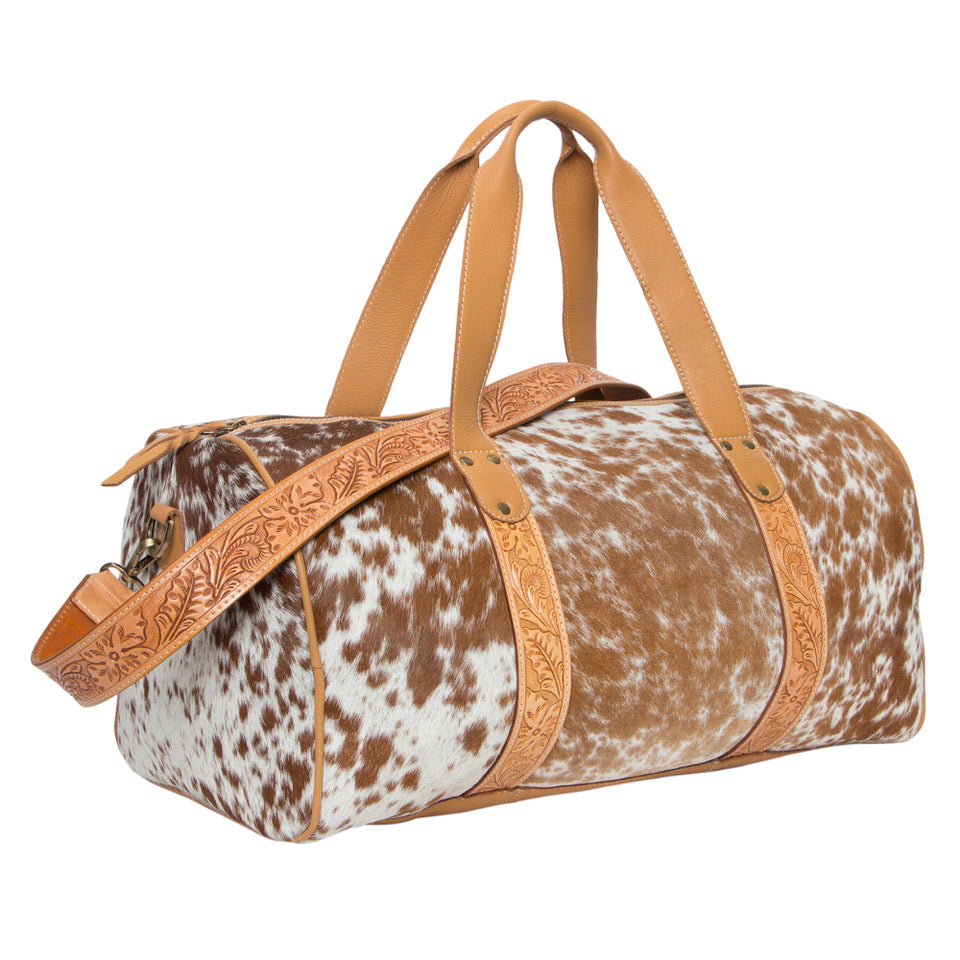 Tooling Leather Cowhide Travel Bag – AT61- Columbia