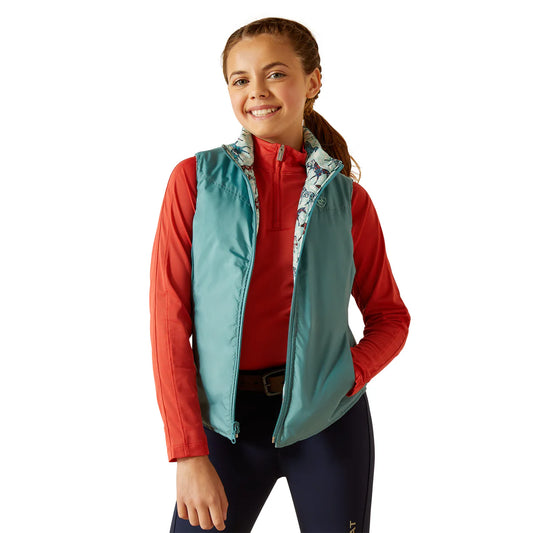 Ariat Youth Bella insulated reversible vest painted ponies Brittany blue