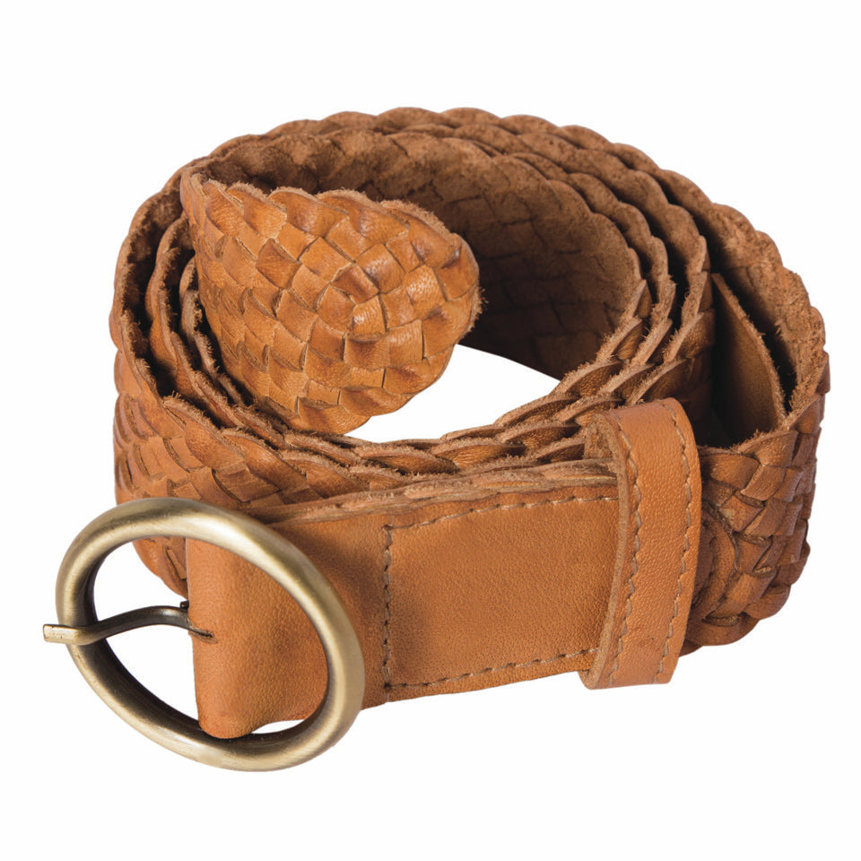 Woven Washed Leather Belt - Belt-03