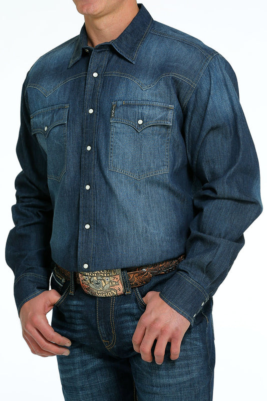 Cinch Men's Denim Western Snap Shirt - Indigo