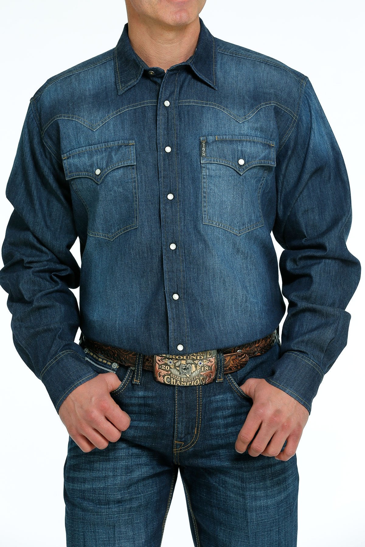 Men's Denim Western Snap Shirt - Indigo