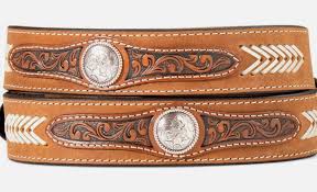 Ariat Mens Floral Tab Conchos Lace Belt 1 -1/2" Brown