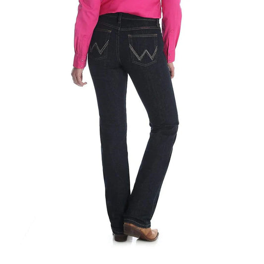 Wrangler Womens Q Baby Ultimate Riding Jean DARK BLUE 32 LEG
