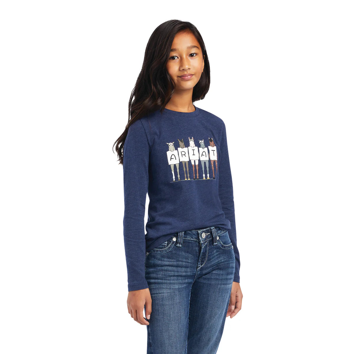 Ariat Youth Fan Club LS Tee Navy Heather