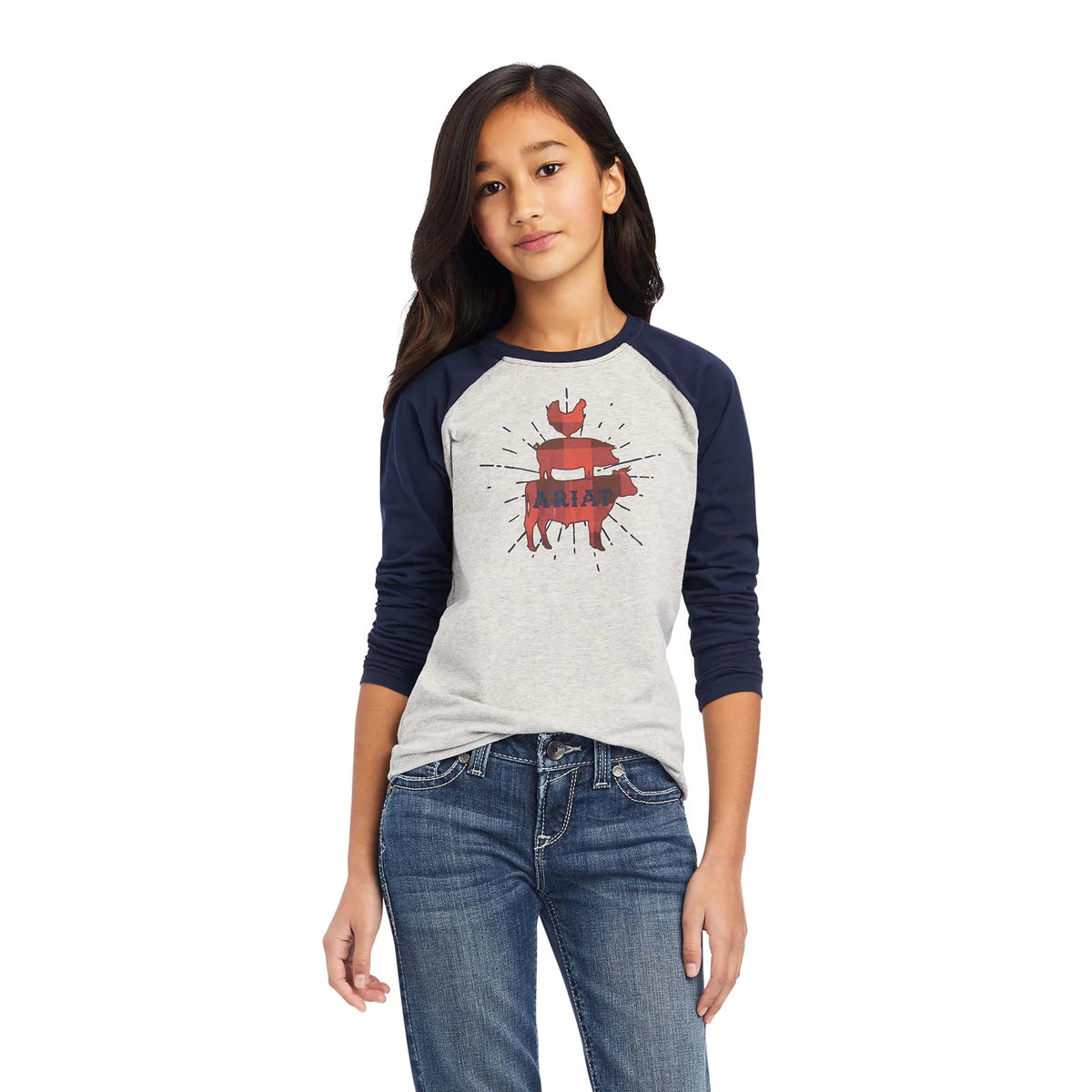Ariat Girls Real Farm Animals LS Shirt Heather Rouge