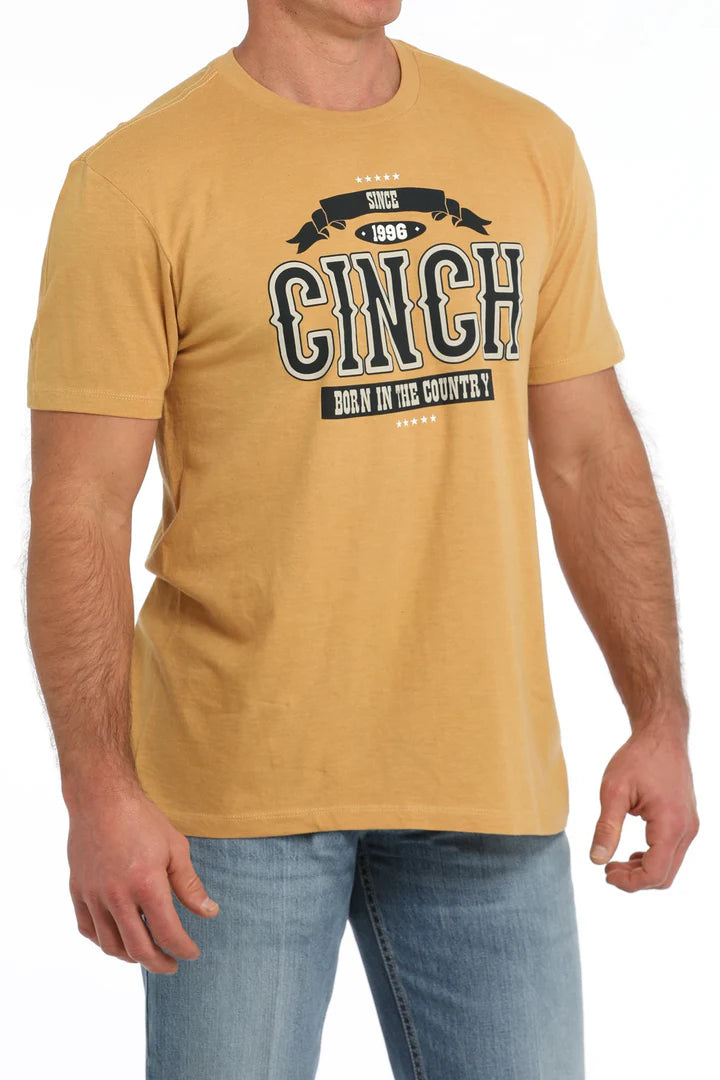 Cinch Men's Born in the Country Tee Gold MTT1690652