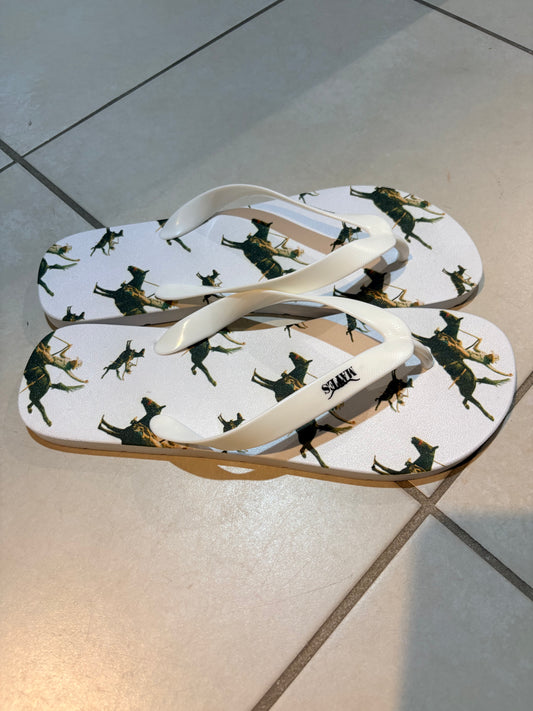 MATES THONGS - SLIM FITTING - WHITE BRONC PRINT