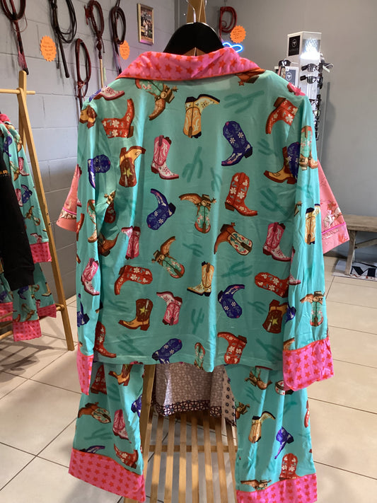 Western Cowboots Long Pyjamas Womens