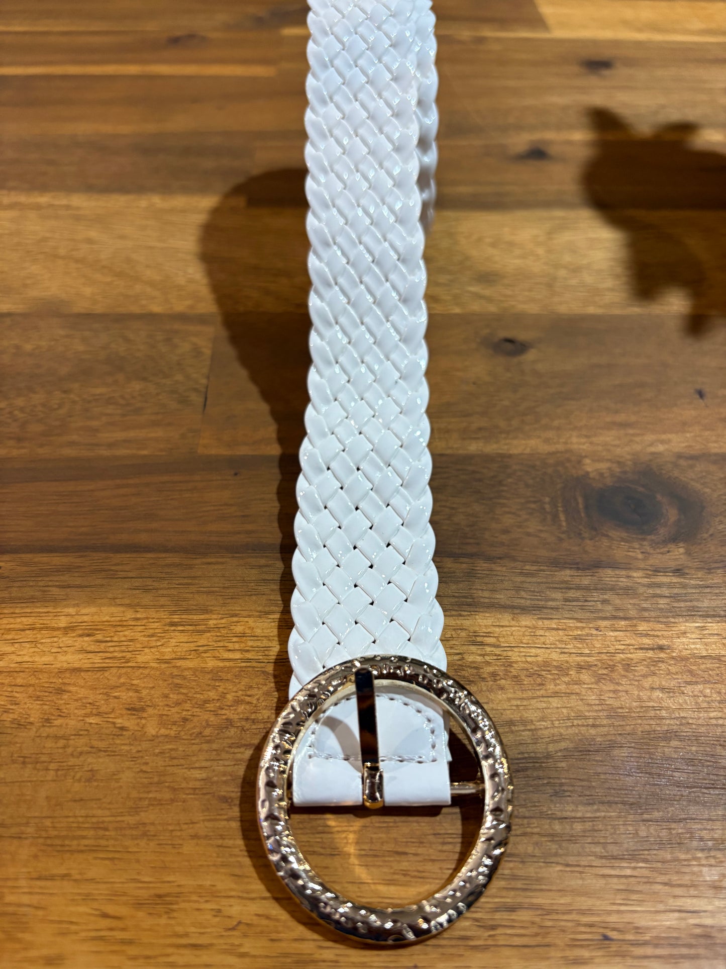 Boutique Belt - Gold Buckle - white