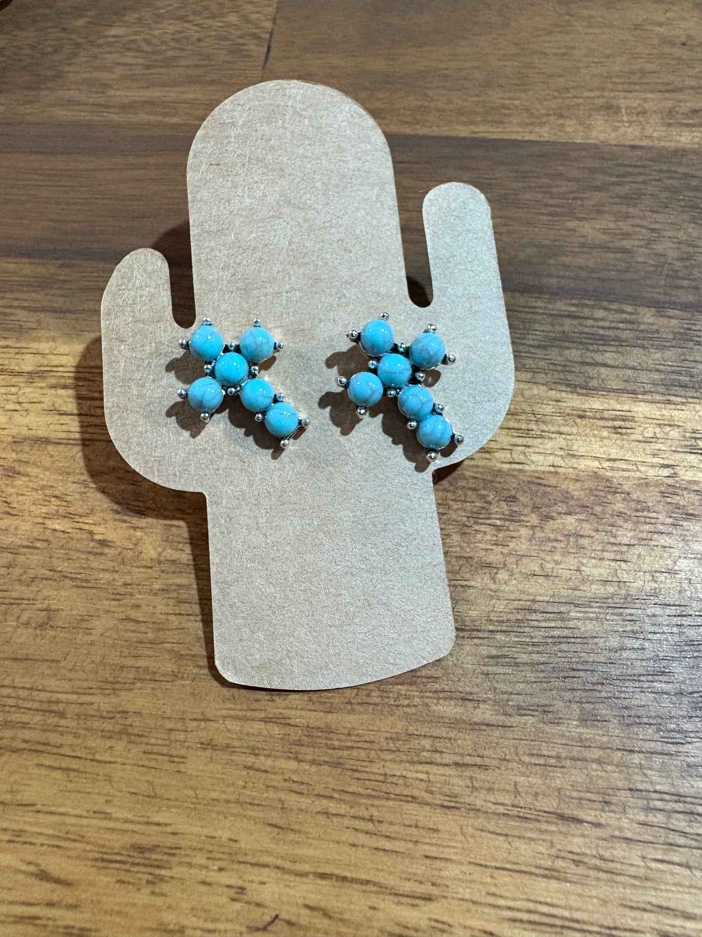 Western Mini Turquoise Cross earrings