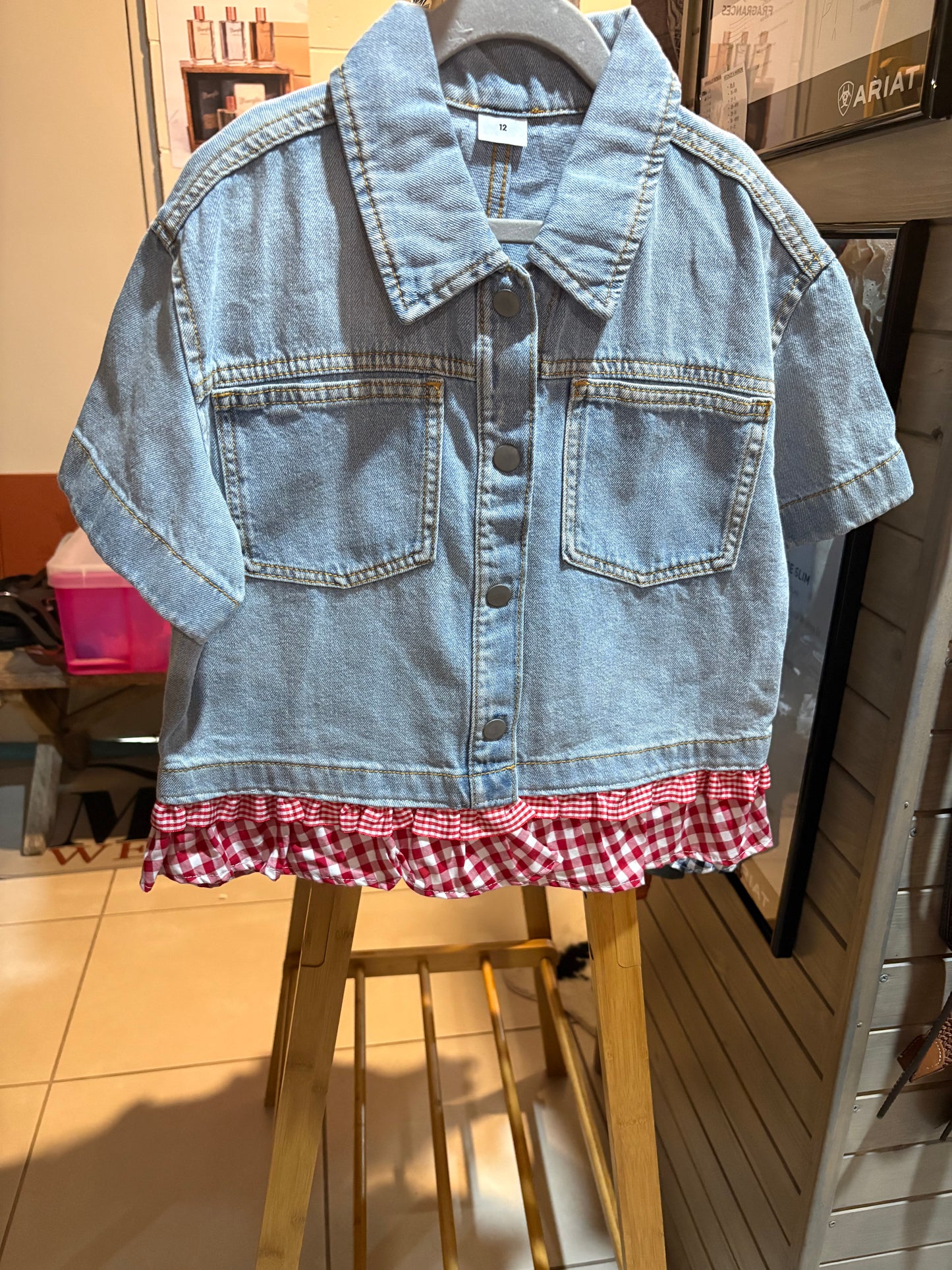 Red Lily Denim - Amber Girls Shacket - Red Gingham