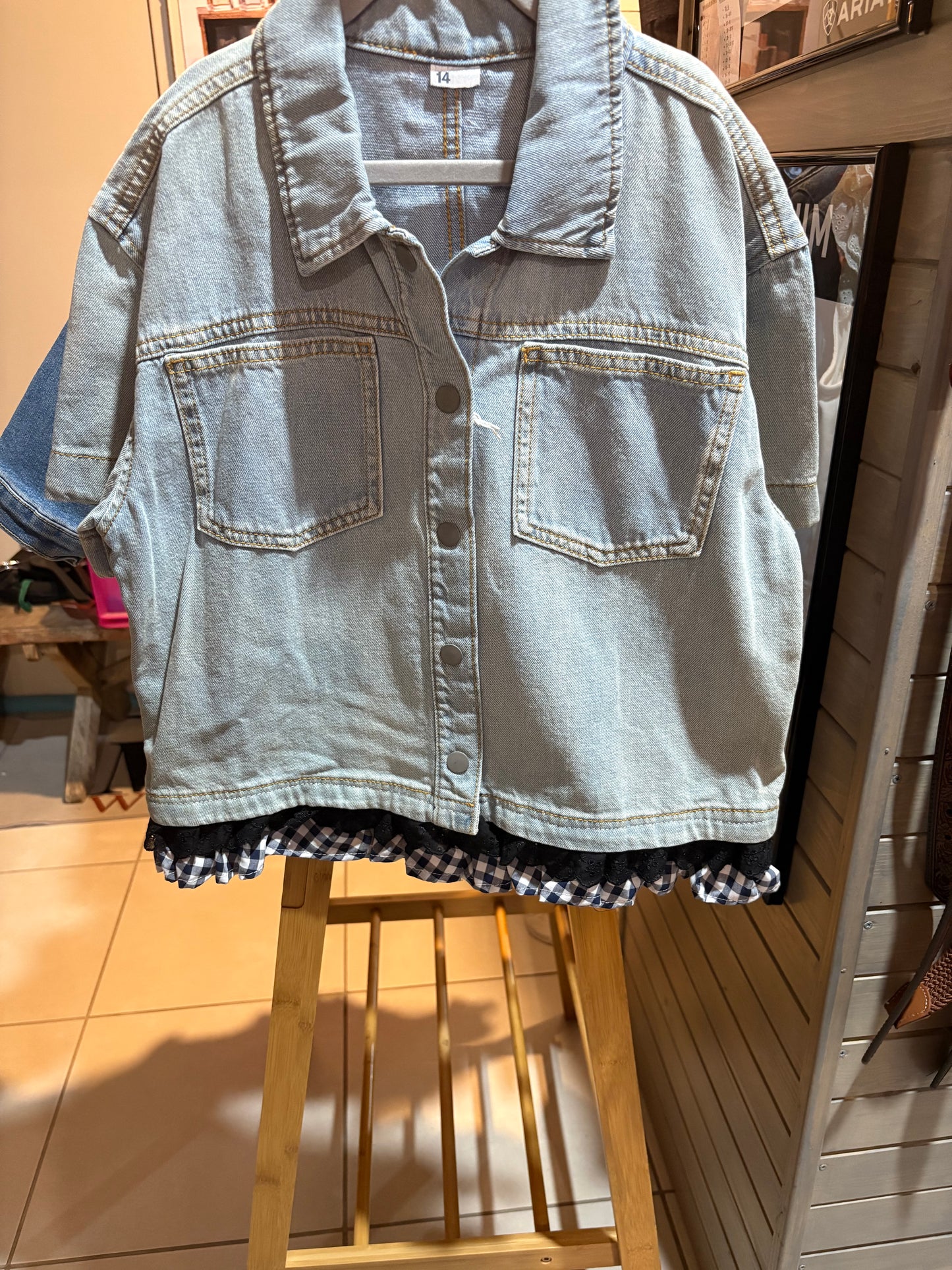 Red Lily Denim - Amber Girls Shacket - Black Gingham