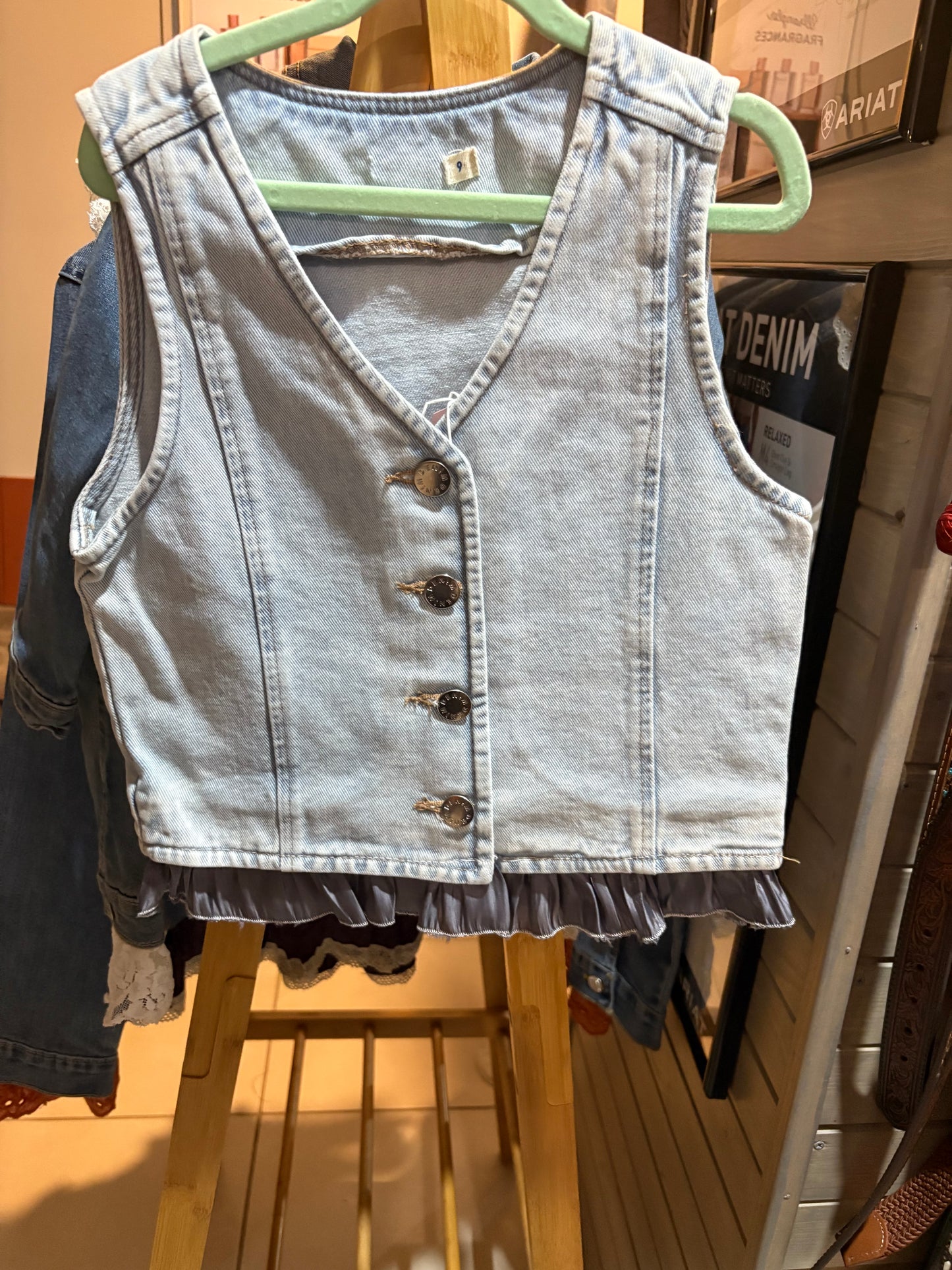 Red Lily Denim - Rylee Denim Vest Silver Fringe