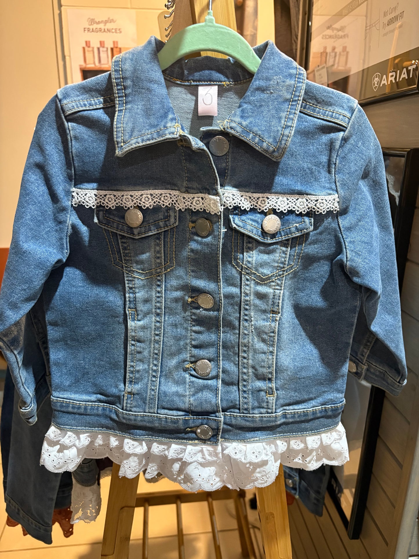 Red Lily Denim - Girls Becky White lace Daisy Denim Jacket
