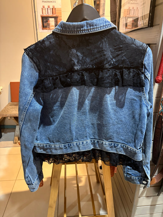 Red Lily Denim - Ladies Black Lace Denim Jacket