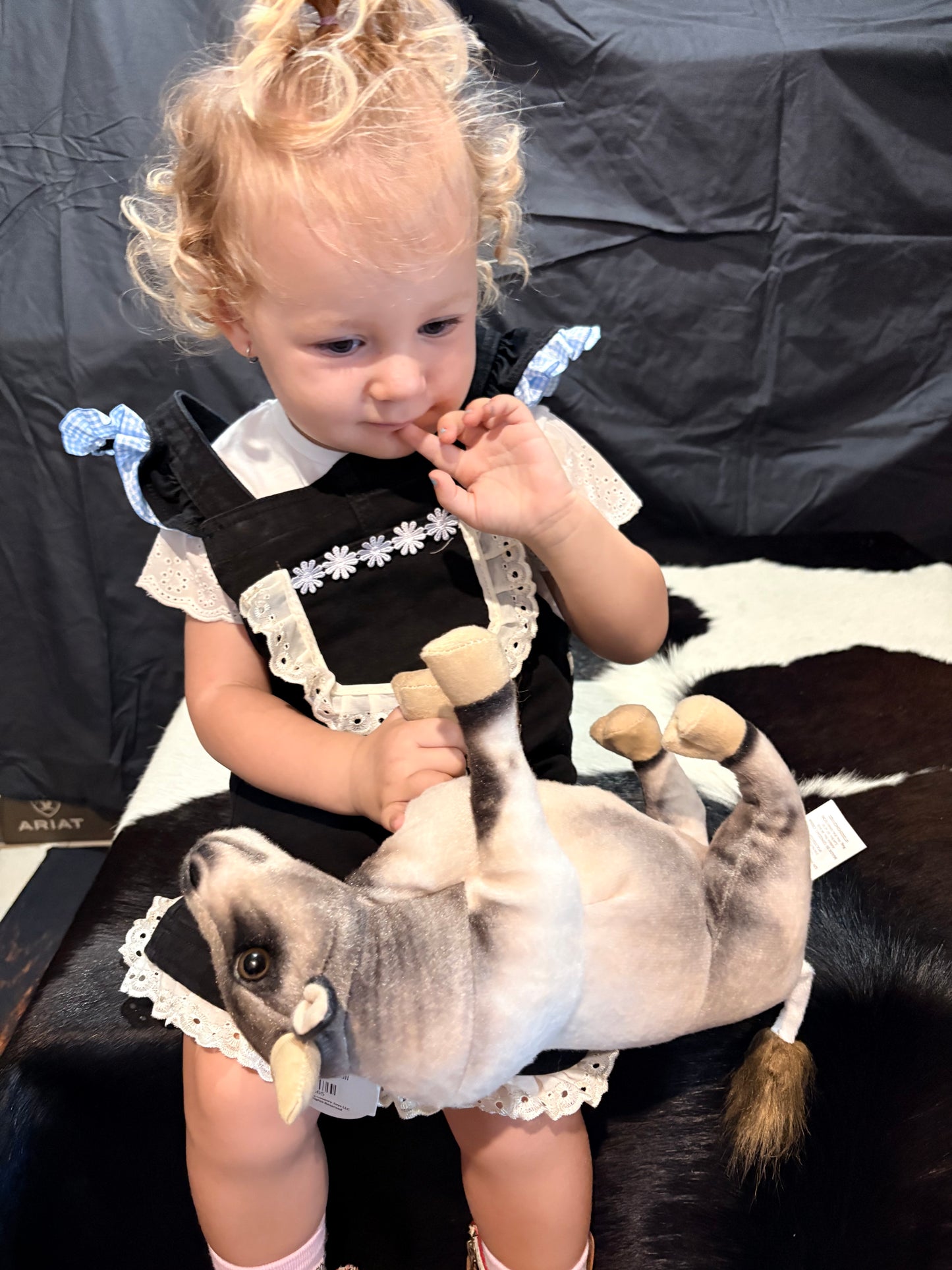 Red Lily Denim - Morrisey Girls Black Pinafores - Blue or Pink