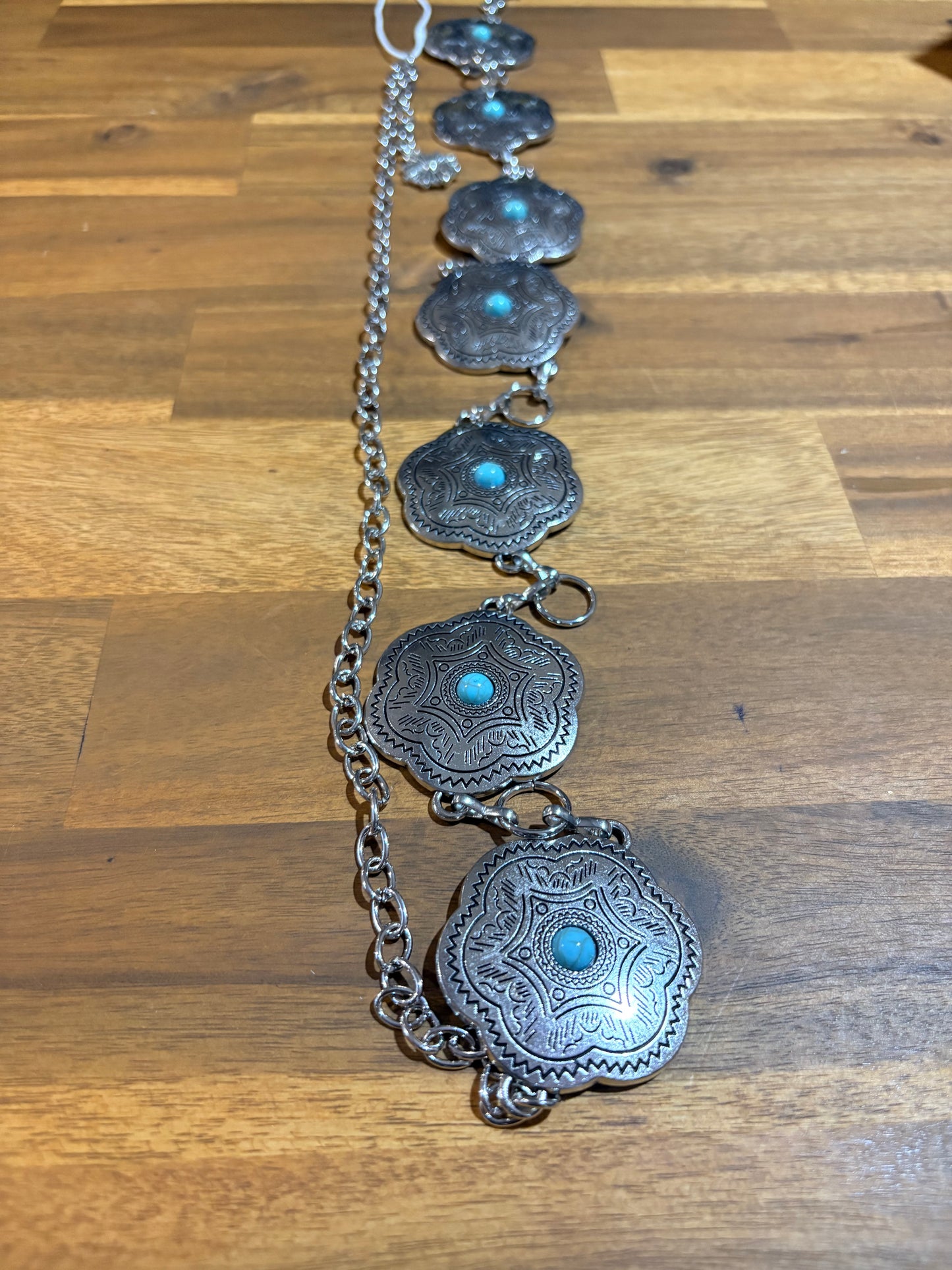 Western Silver Concho Belt 34”-36”