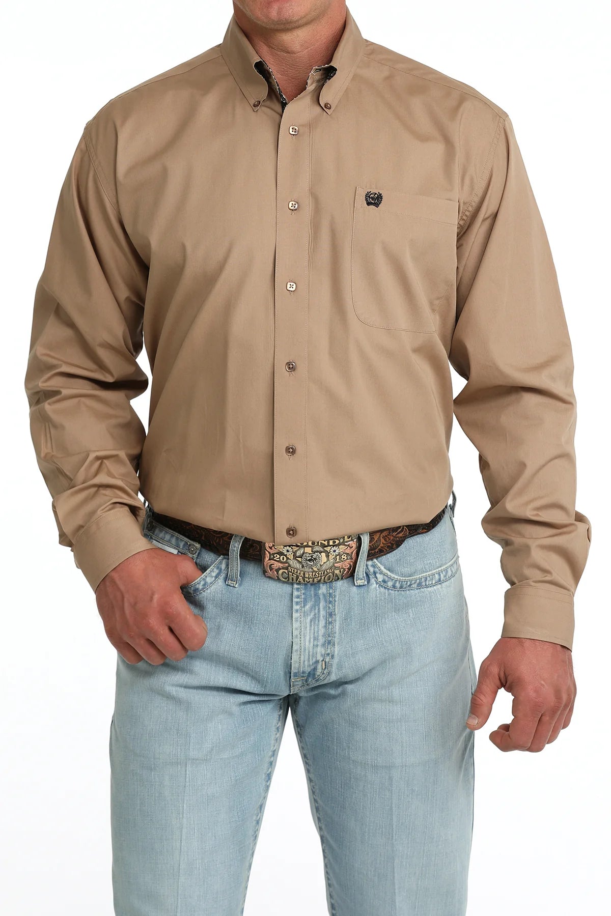 CINCH Mens Long Sleeve Arena Shirt - Brown