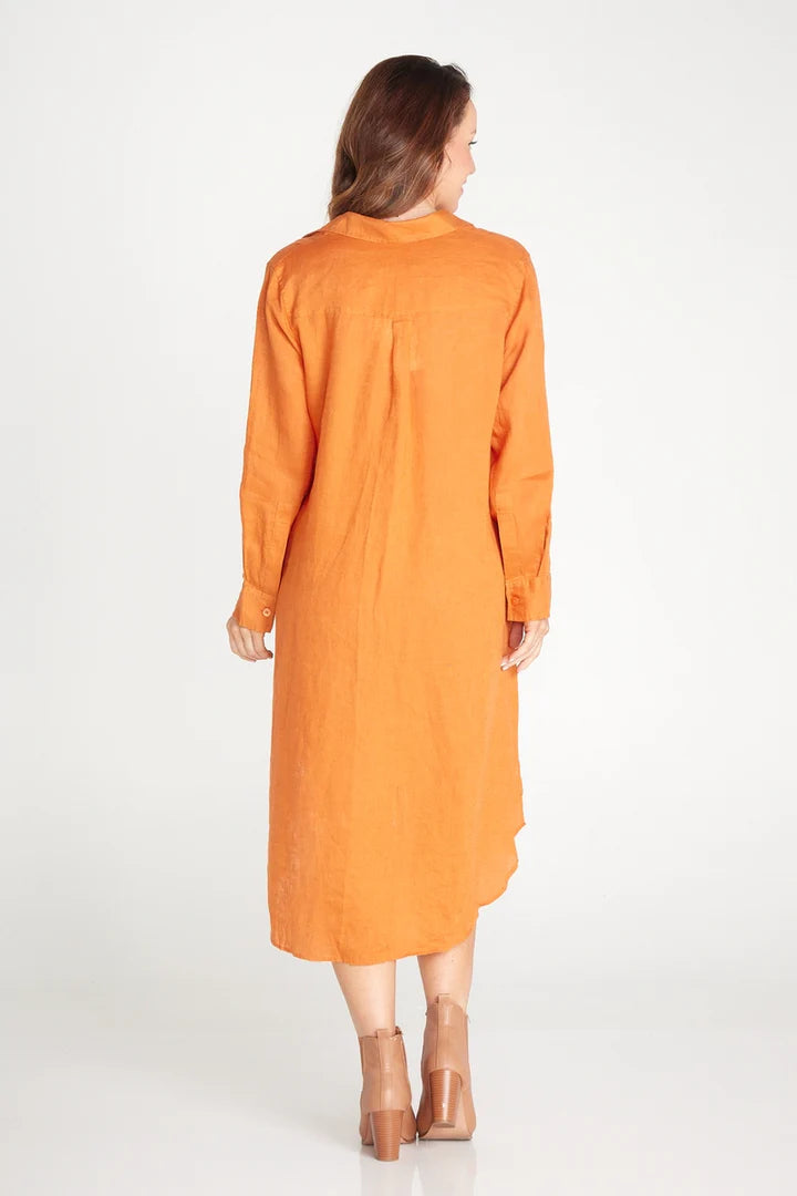 Outback Linen Orange Rust Everyday Organic Linen Dress