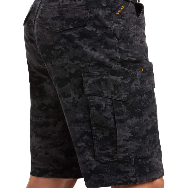 Ariat Mens Rebar Durastretch Tough Shorts Black Digi Camo
