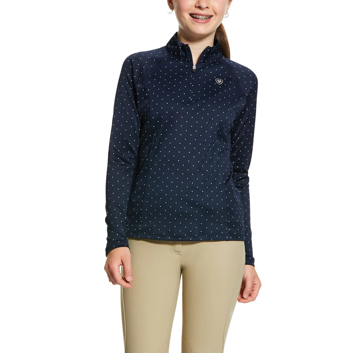 ARIAT SUNSTOPPER 2.0 1/4 ZIP NAVY DOT Youth