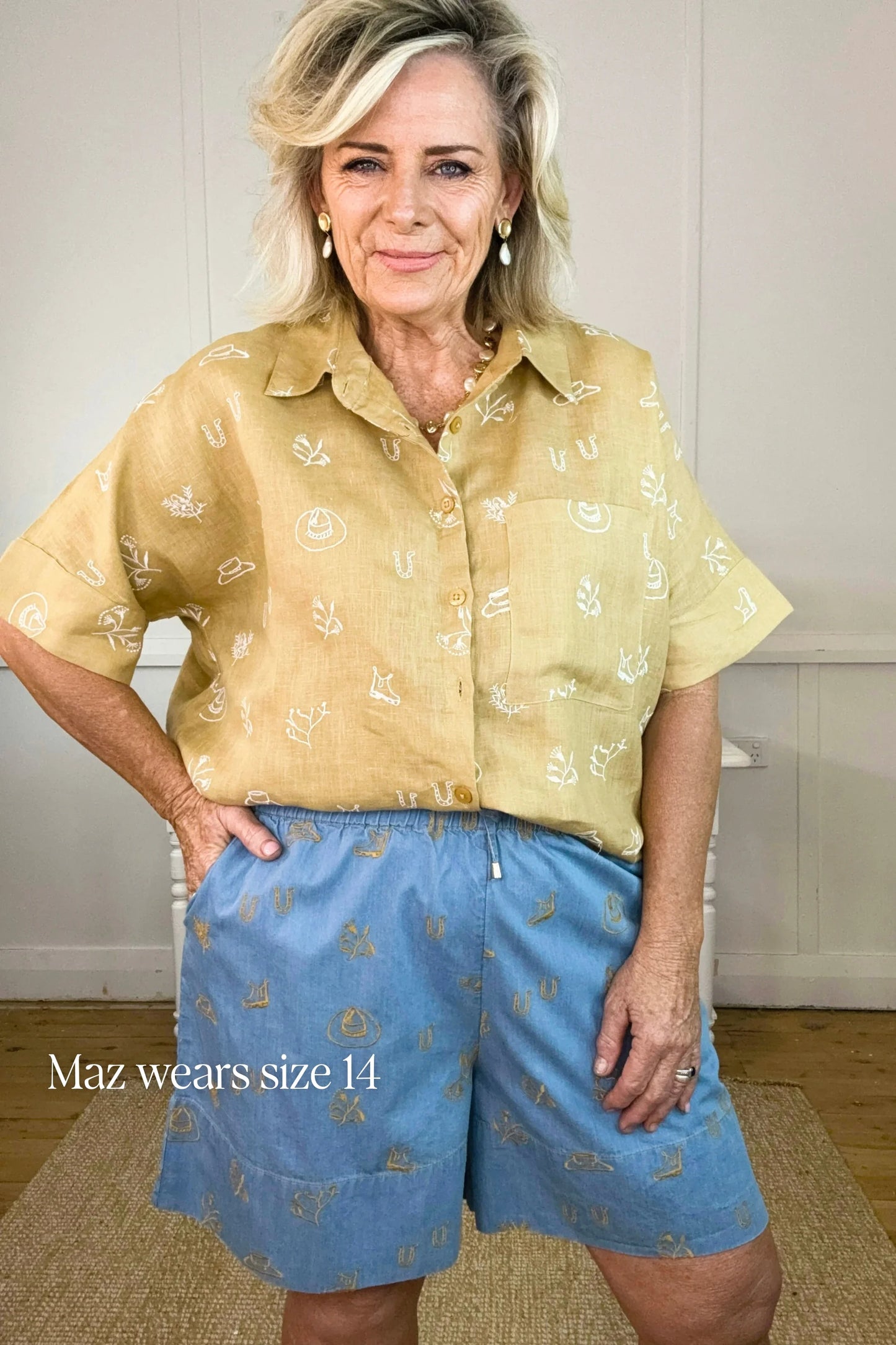 Lady Jane Denim Sky Blue Embroidered Shorts