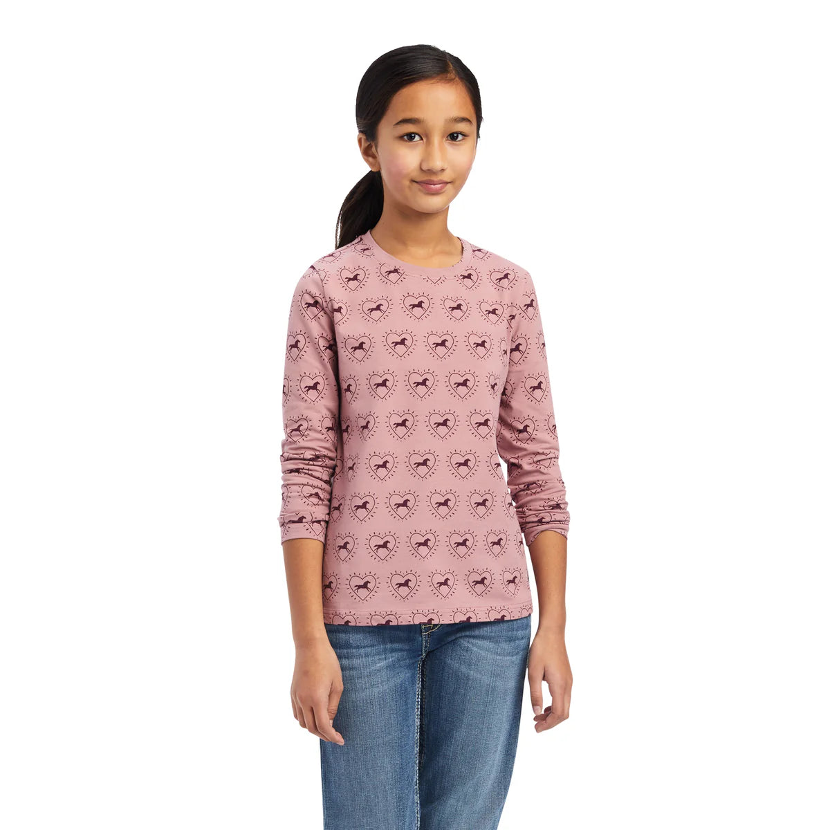 Ariat Youth So Love LS Tee Nostalgia Rose Half drop print