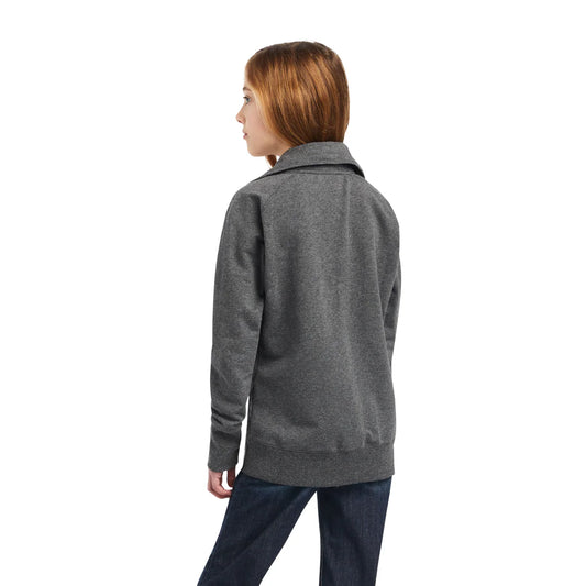Ariat Youth team logo Full Zip Sweatshirt Charcoal Grey
