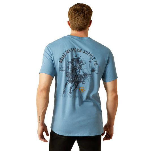 Ariat Mens Blazing Saddle Short Tee - Cornet Blue