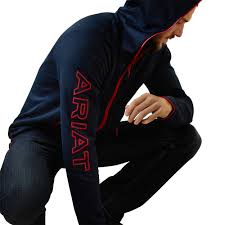 Ariat men’s Byron Full Zip Hood Navy Red