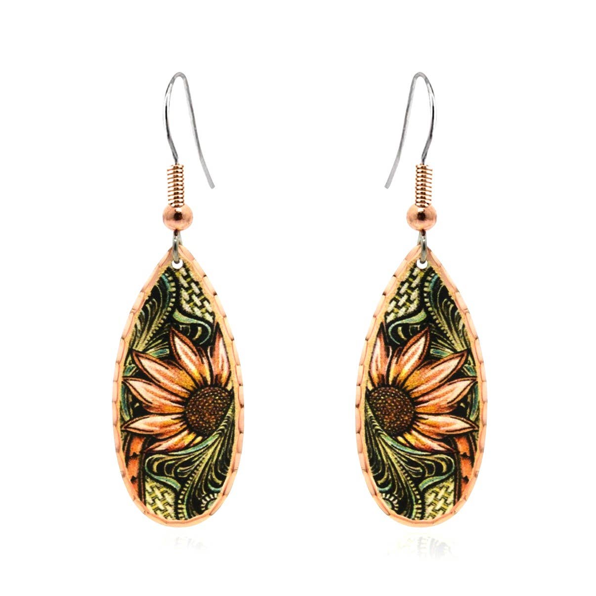 Copper Sunflowers Native Earrings