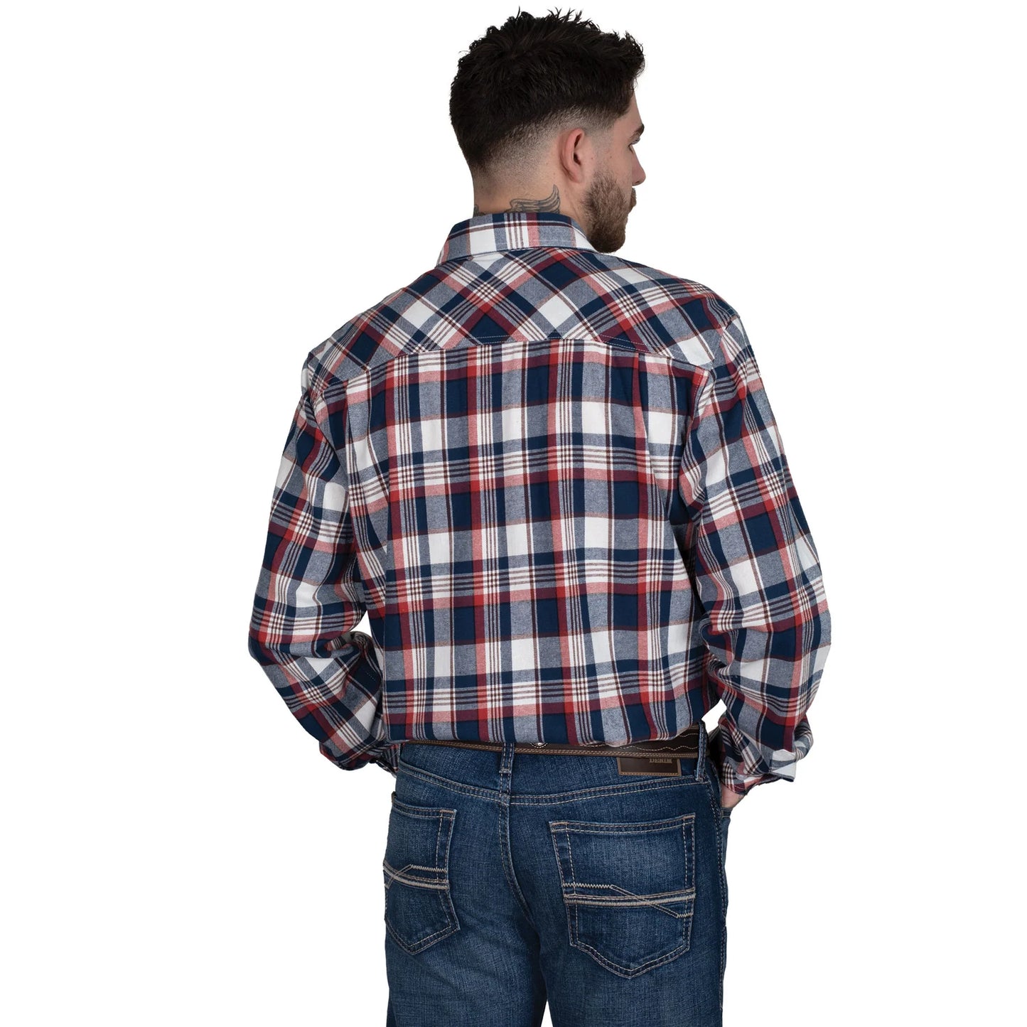 Just Country Men's Evan Work shirt Flannel - Navy / Red / White