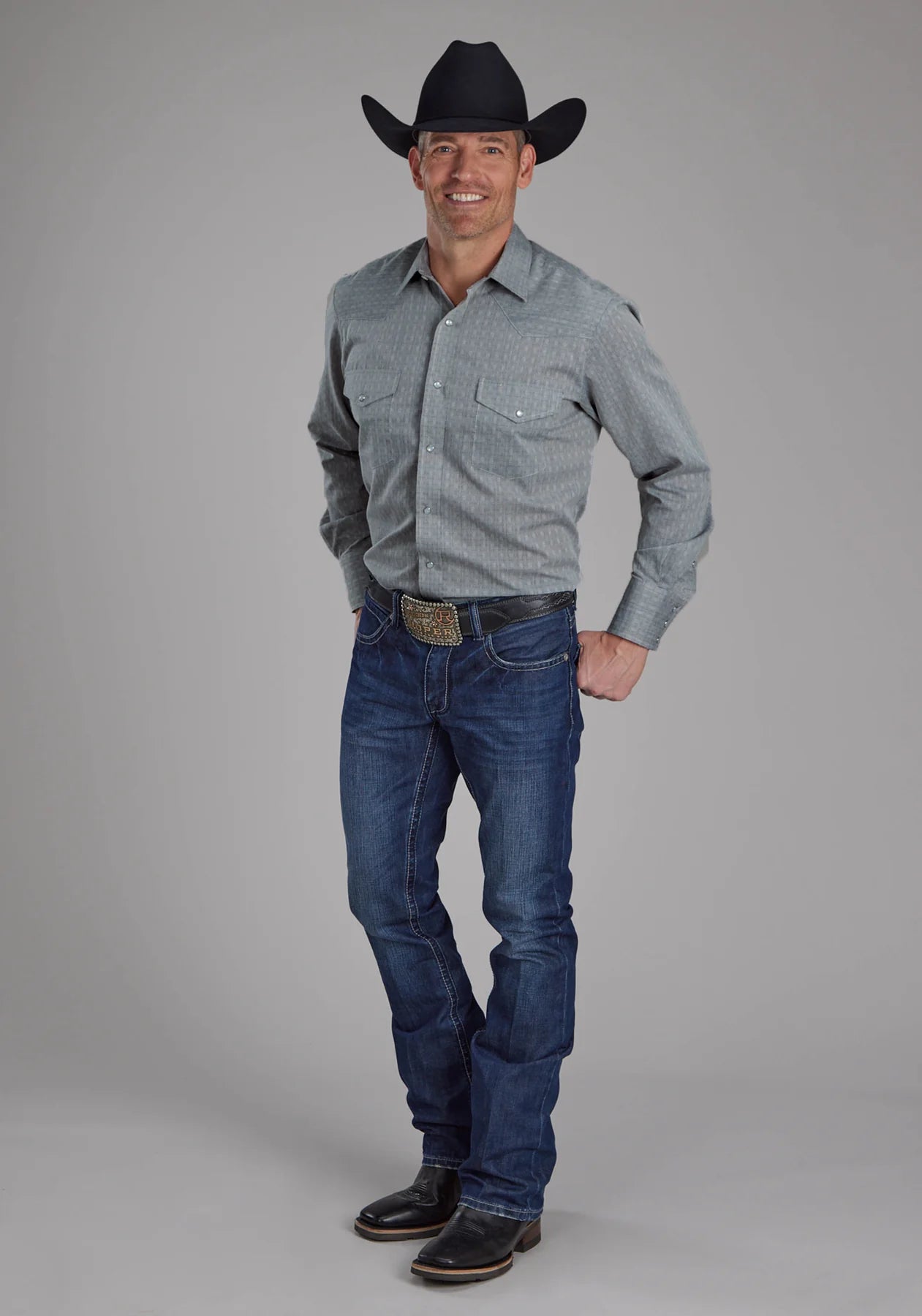 Roper Mens Karman Classic 80/20 LS Shirt Solid Grey