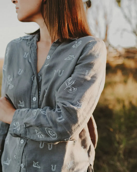 Outback Linen Spinifex Lady Jane Outback Organic Embroidered Linen Shirt