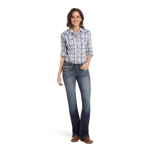 Ariat Women's R.E.A.L Mid Rise Boot Cut Jean Entwined Marine