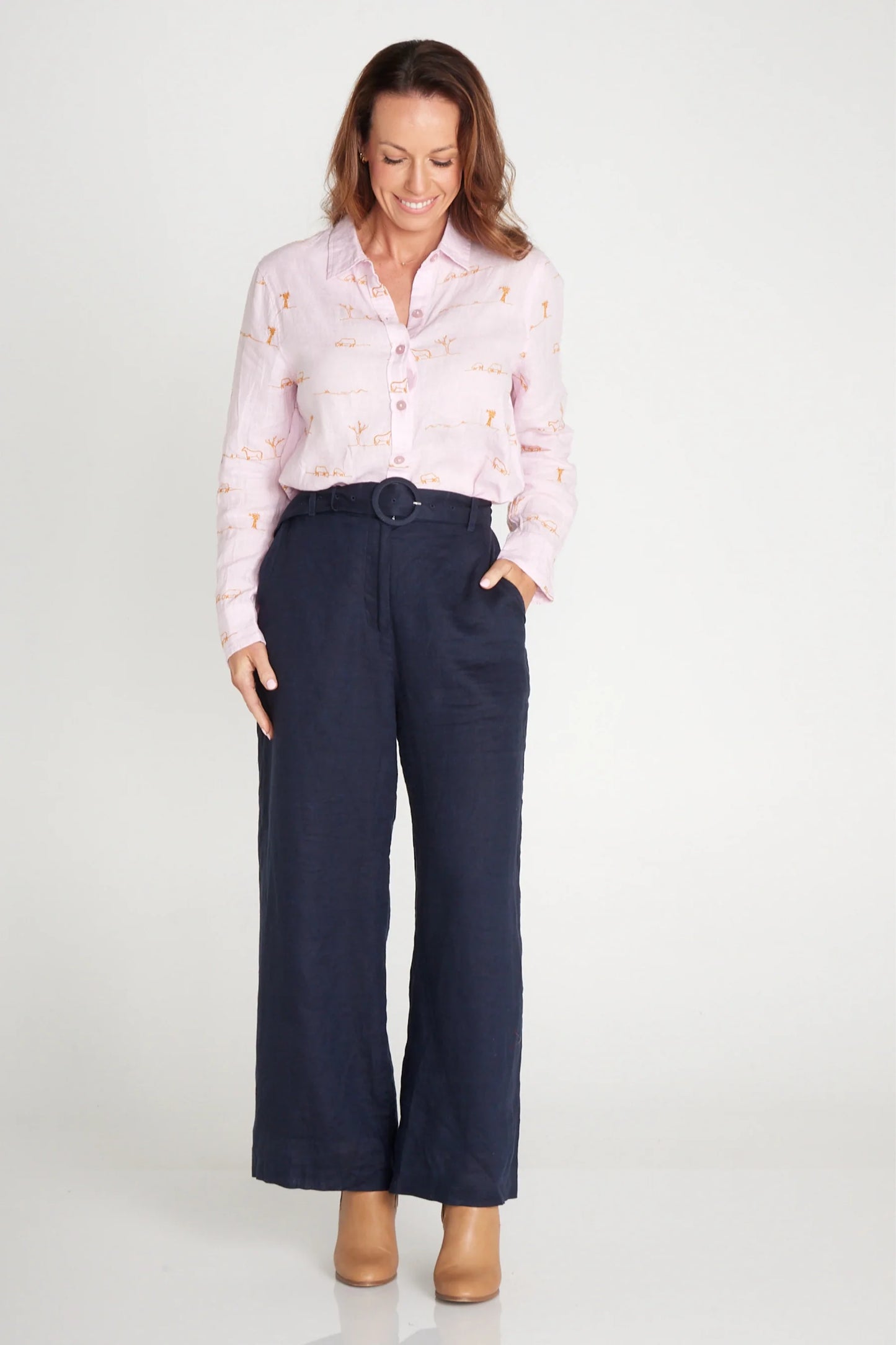 Outback Linen Belt Spinifex and Navy