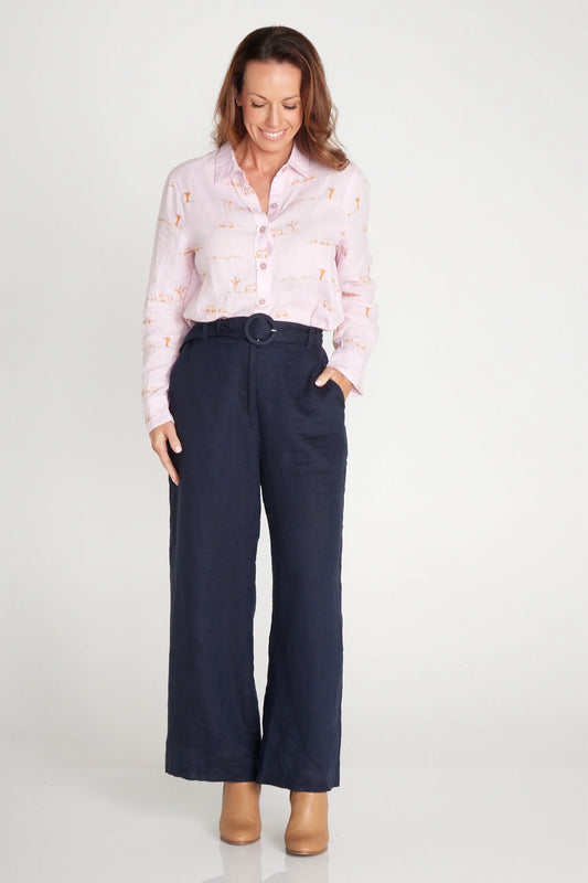 Outback Linen Belt Spinifex and Navy