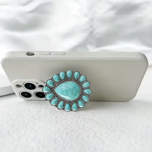 Western Phone Grip - Oval Turquoise