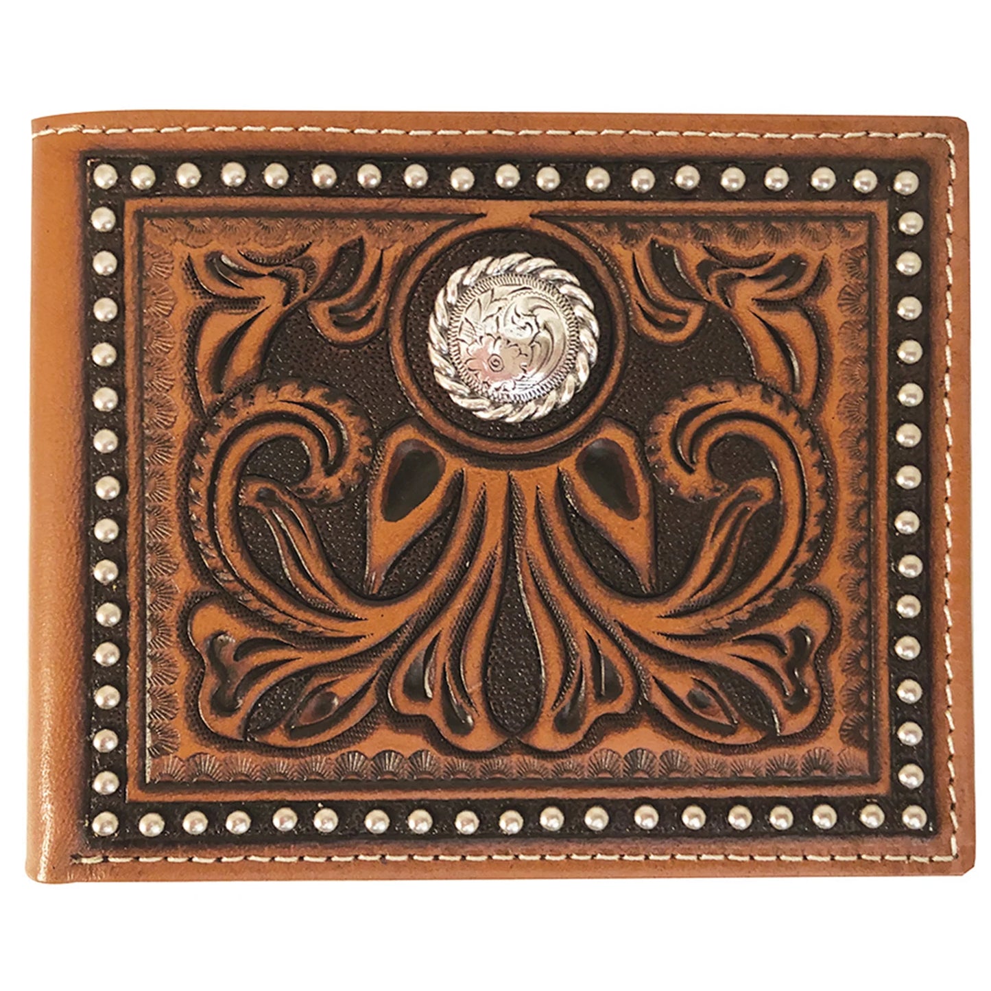 Roper Wallet - Bi-fold Tooled Leather Tan