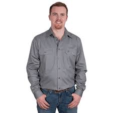 Just Country Mens Evan Workshirt Steel Grey