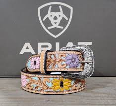 Ariat Girls Sunflower Daisy Hand Tooled Belt 1-1/4" Multi