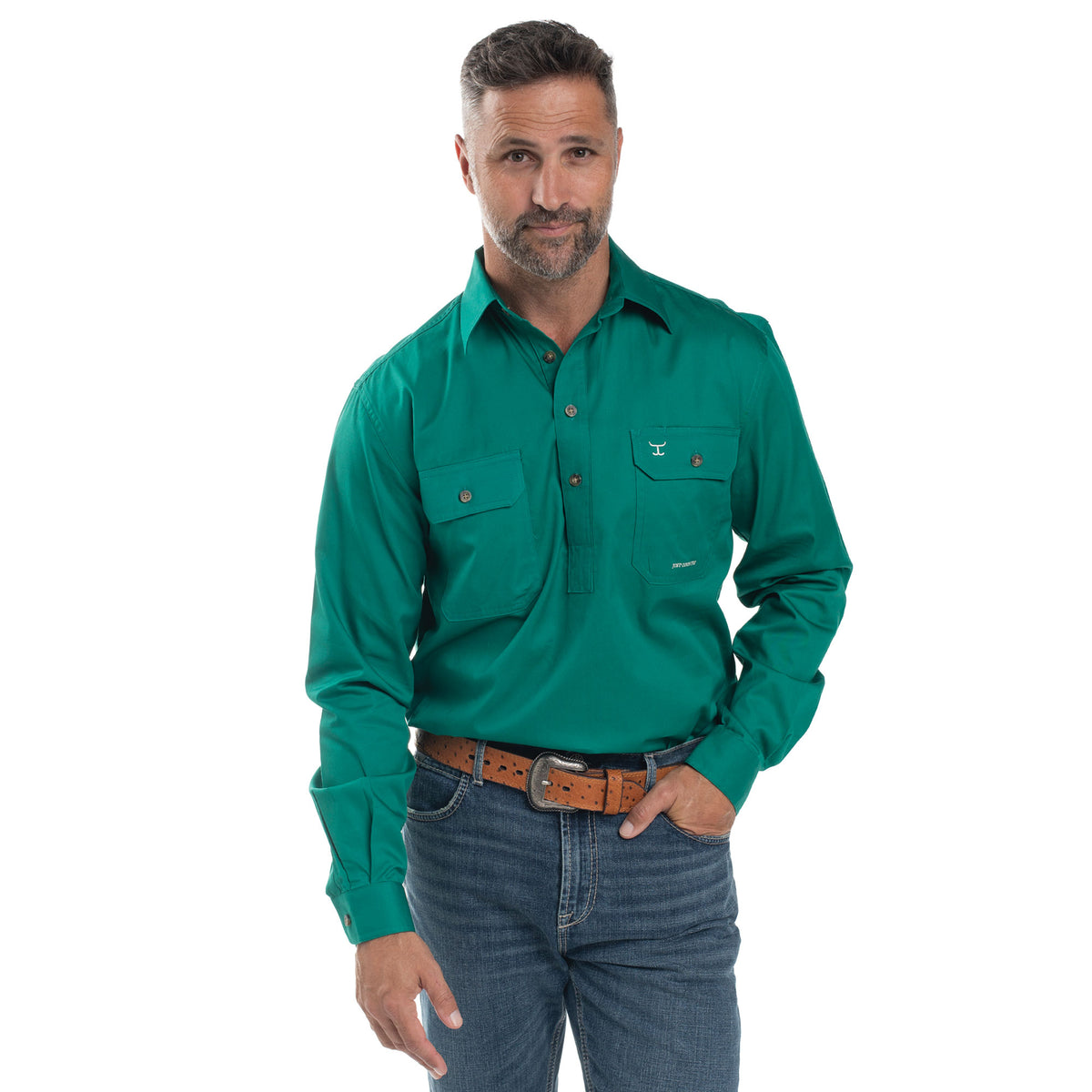 Men's Just Country Cameron 1/2 Button - Dark Green